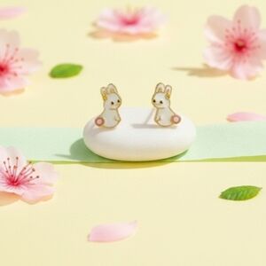 Bunny Stud Earrings in 14k Gold over Sterling Silver
